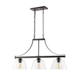 Jayden 36" Industrial Farmhouse Iron/Glass Linear LED Pendant - JONATHAN Y