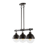 Caleb 33" Industrial Farmhouse Iron/Glass Linear LED Pendant - JONATHAN Y