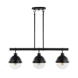 Caleb 33" Industrial Farmhouse Iron/Glass Linear LED Pendant - JONATHAN Y