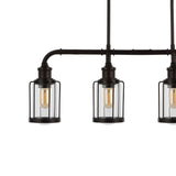 Abbott 34"  Farmhouse Industrial Iron/Glass Linear LED Pendant - JONATHAN Y