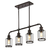 Abbott 34"  Farmhouse Industrial Iron/Glass Linear LED Pendant - JONATHAN Y