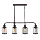 Abbott 34"  Farmhouse Industrial Iron/Glass Linear LED Pendant - JONATHAN Y