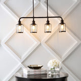 Abbott 34"  Farmhouse Industrial Iron/Glass Linear LED Pendant - JONATHAN Y