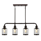 Abbott 34"  Farmhouse Industrial Iron/Glass Linear LED Pendant - JONATHAN Y
