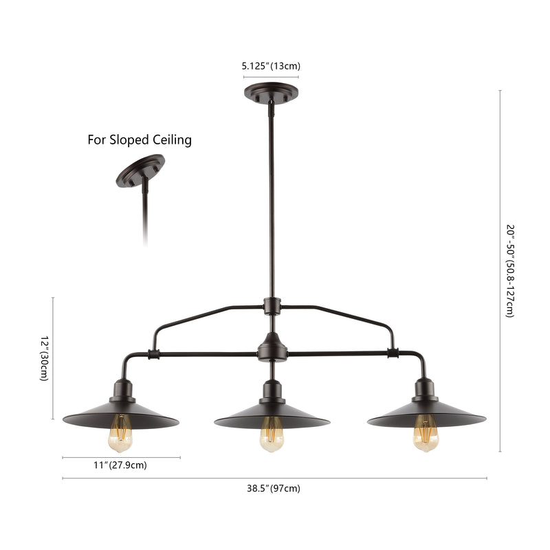 Cade 34.25" Metal Farmhouse Industrial LED Pendant