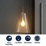 Arlo 11.5"  Mid-Century Modern Iron/Seeded Glass LED Pendant Nickel/Clear / 1 Socket – ICONS
