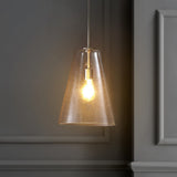 Arlo 11.5"  Mid-Century Modern Iron/Seeded Glass LED Pendant - JONATHAN Y