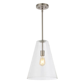 Arlo 11.5"  Mid-Century Modern Iron/Seeded Glass LED Pendant - JONATHAN Y