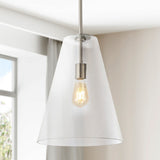 Arlo 11.5"  Mid-Century Modern Iron/Seeded Glass LED Pendant - JONATHAN Y
