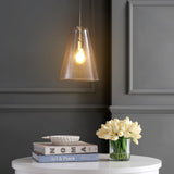Arlo 11.5"  Mid-Century Modern Iron/Seeded Glass LED Pendant - JONATHAN Y