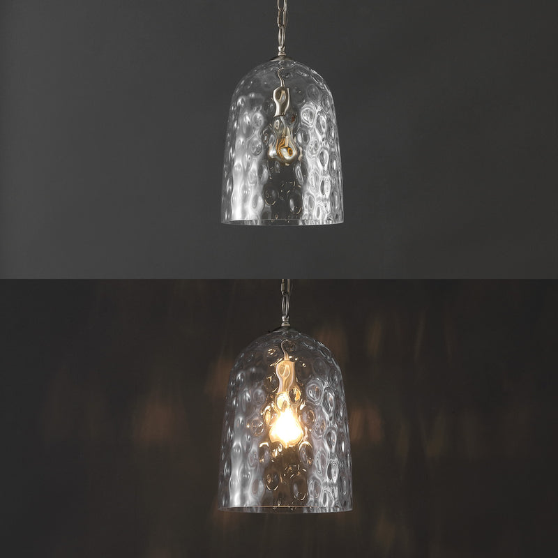 Matilda 10" Industrial Designer Iron/Dimple Glass Dome LED Pendant - JONATHAN Y