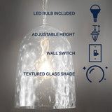 Matilda 10" Industrial Designer Iron/Dimple Glass Dome LED Pendant - JONATHAN Y