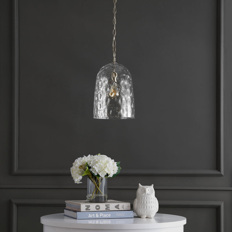 Matilda 10" Industrial Designer Iron/Dimple Glass Dome LED Pendant - JONATHAN Y