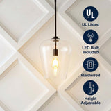 Hayes 11.25"  Industrial Farmhouse Iron/Glass LED Pendant Oil Rubbed Bronze/Clear / 1 Socket – ICONS