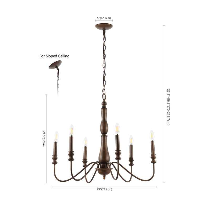 Victoria 29" Rustic Midcentury Iron LED Chandelier - JONATHAN Y