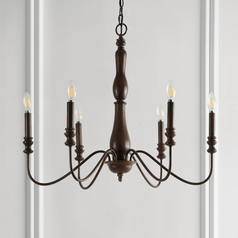 Victoria 29" Rustic Midcentury Iron LED Chandelier - JONATHAN Y