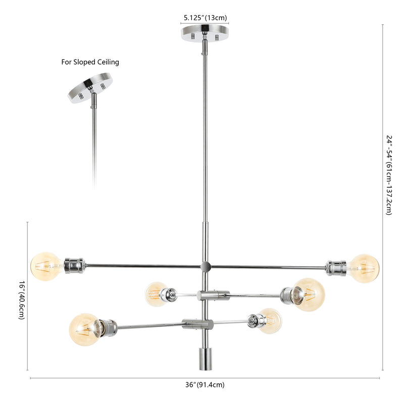 Atlas Modern Vintage Iron Arm-Adjustable LED Chandelier - JONATHAN Y