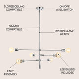 Atlas Modern Vintage Iron Arm-Adjustable LED Chandelier - JONATHAN Y