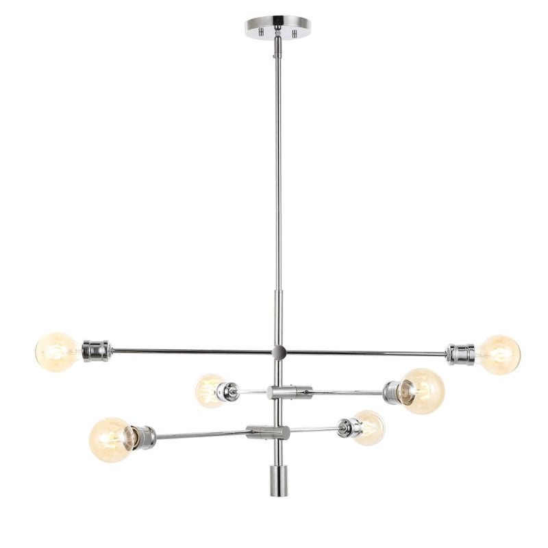 Atlas Modern Vintage Iron Arm-Adjustable LED Chandelier - JONATHAN Y