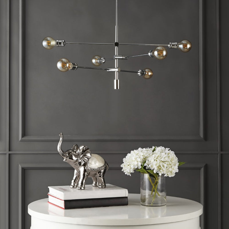 Atlas Modern Vintage Iron Arm-Adjustable LED Chandelier - JONATHAN Y