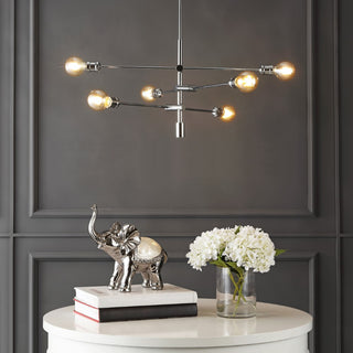Atlas Modern Vintage Iron Arm-Adjustable LED Chandelier - JONATHAN Y