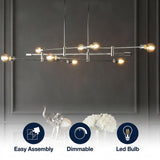 Atlas Modern Vintage Iron Arm-Adjustable LED Chandelier Chrome / 8 Sockets – ICONS