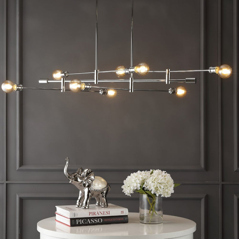 Atlas Modern Vintage Iron Arm-Adjustable LED Chandelier - JONATHAN Y