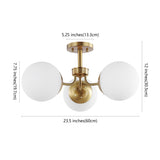 Olivier 23.5" 3-Light Bohemian Farmhouse Iron/Frosted Glass LED Semi Flush Mount - JONATHAN Y
