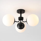 Olivier 23.5" 3-Light Bohemian Farmhouse Iron/Frosted Glass LED Semi Flush Mount - JONATHAN Y