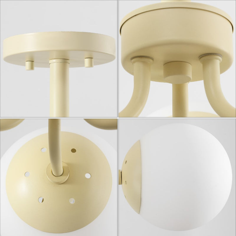 Olivier 23.5" 3-Light Bohemian Farmhouse Iron/Frosted Glass LED Semi Flush Mount