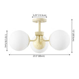 Olivier 23.5" 3-Light Bohemian Farmhouse Iron/Frosted Glass LED Semi Flush Mount