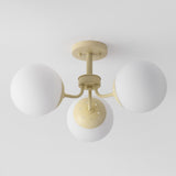 Olivier 23.5" 3-Light Bohemian Farmhouse Iron/Frosted Glass LED Semi Flush Mount