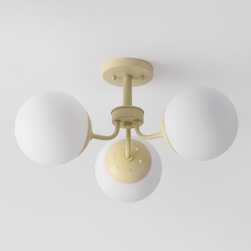 Olivier 23.5" 3-Light Bohemian Farmhouse Iron/Frosted Glass LED Semi Flush Mount