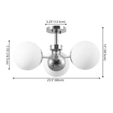 Olivier 23.5" 3-Light Bohemian Farmhouse Iron/Frosted Glass LED Semi Flush Mount
