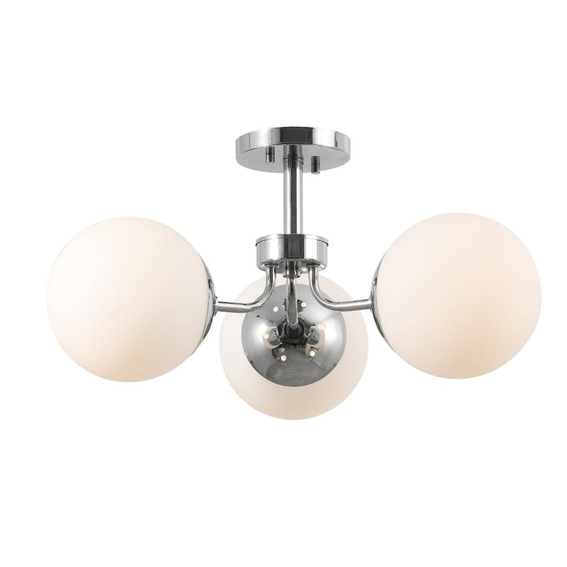 Olivier 23.5" 3-Light Bohemian Farmhouse Iron/Frosted Glass LED Semi Flush Mount