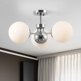 Olivier 23.5" 3-Light Bohemian Farmhouse Iron/Frosted Glass LED Semi Flush Mount