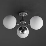 Olivier 23.5" 3-Light Bohemian Farmhouse Iron/Frosted Glass LED Semi Flush Mount