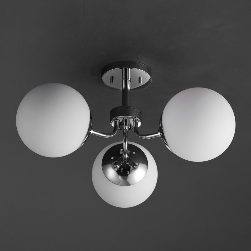 Olivier 23.5" 3-Light Bohemian Farmhouse Iron/Frosted Glass LED Semi Flush Mount