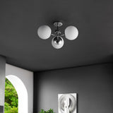 Olivier 23.5" 3-Light Bohemian Farmhouse Iron/Frosted Glass LED Semi Flush Mount