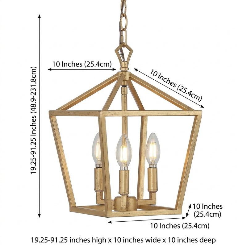 Iris 10" Iron Classic Modern Lantern LED Pendant Brass Gold / 10" – DIM