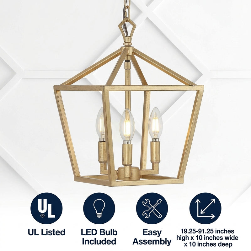 Iris 10" Iron Classic Modern Lantern LED Pendant Brass Gold / 10" – ICONS