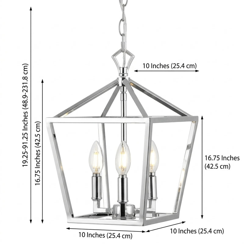 Iris 10" Iron Classic Modern Lantern LED Pendant Chrome / 10" – DIM