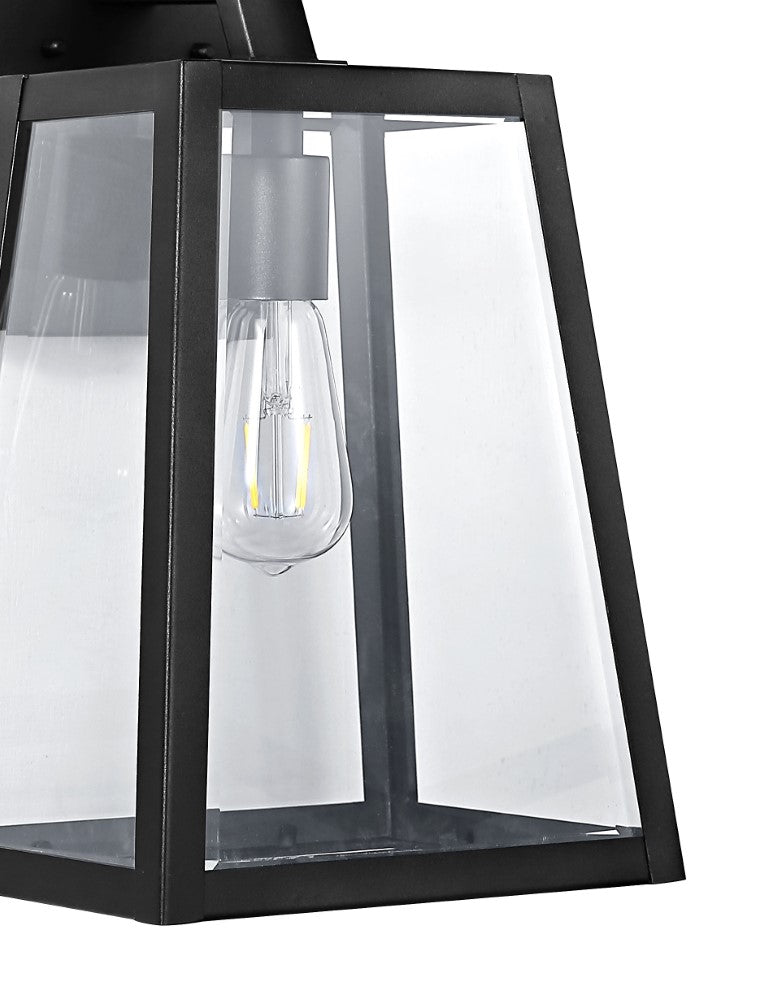 Pasadena 9" Iron/Glass Modern Industrial Angled LED Outdoor Lantern - JONATHAN Y