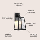 Pasadena 9" Iron/Glass Modern Industrial Angled LED Outdoor Lantern - JONATHAN Y