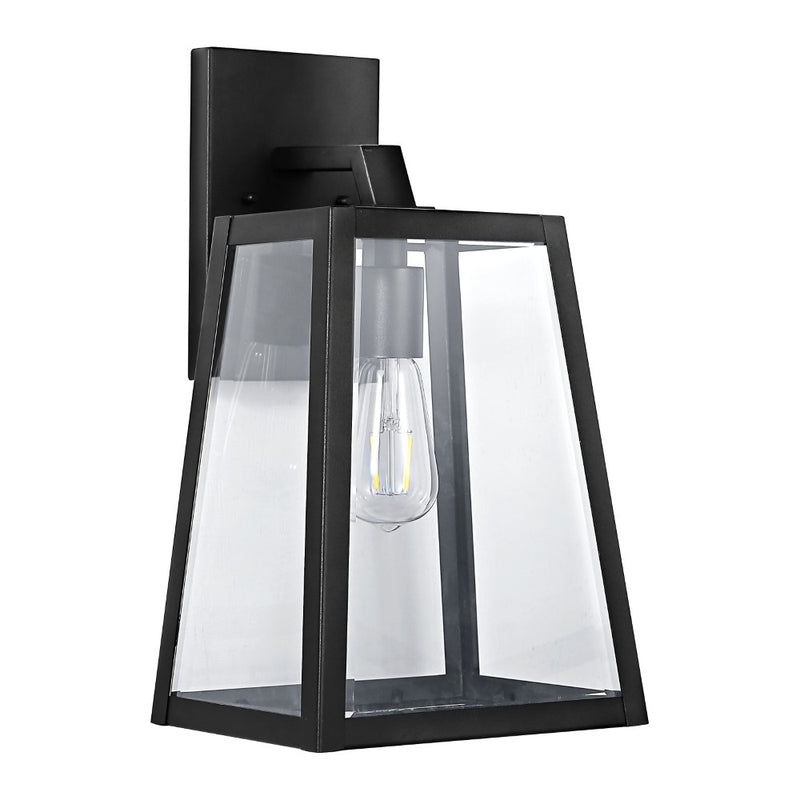 Pasadena 9" Iron/Glass Modern Industrial Angled LED Outdoor Lantern - JONATHAN Y