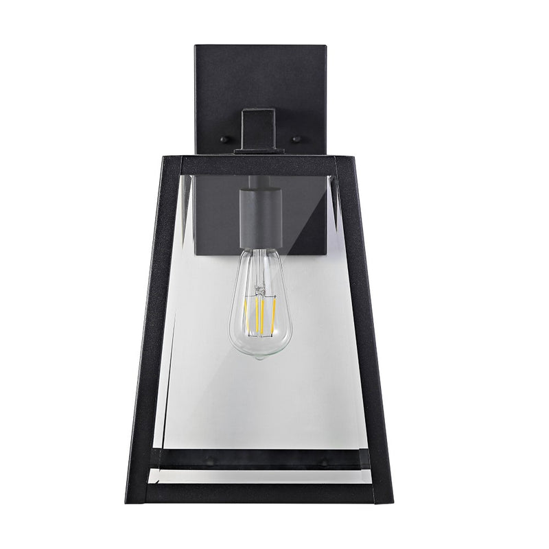 Pasadena 9" Iron/Glass Modern Industrial Angled LED Outdoor Lantern - JONATHAN Y