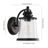 Marais 6.75" Iron/Seeded Glass Vintage Rustic LED Outdoor Lantern - JONATHAN Y