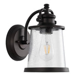 Marais 6.75" Iron/Seeded Glass Vintage Rustic LED Outdoor Lantern - JONATHAN Y