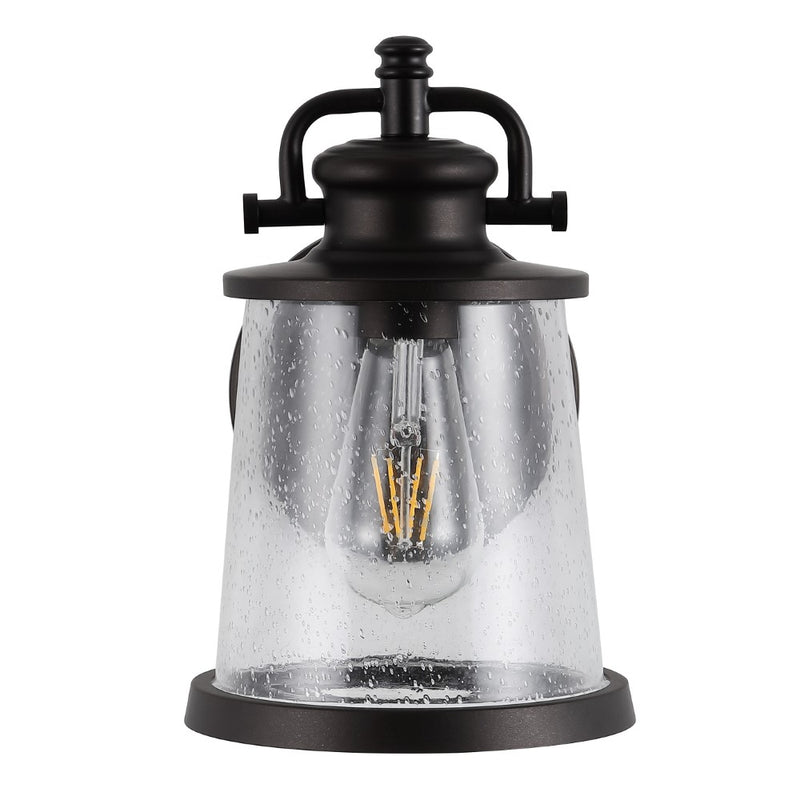 Marais 6.75" Iron/Seeded Glass Vintage Rustic LED Outdoor Lantern - JONATHAN Y