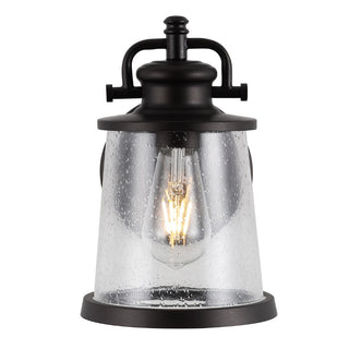 Marais 6.75" Iron/Seeded Glass Vintage Rustic LED Outdoor Lantern - JONATHAN Y